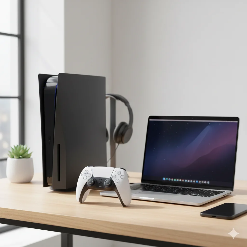 DualSense controller paired with multiple devices
