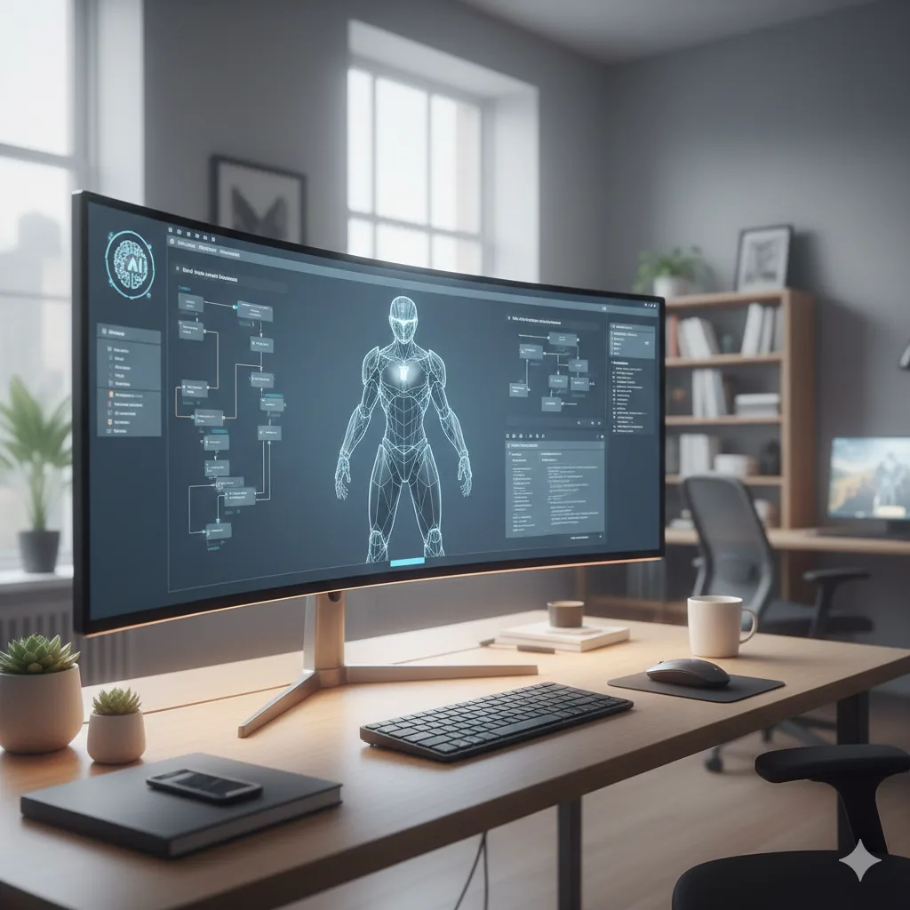 Developer using AI tools to support modern game development